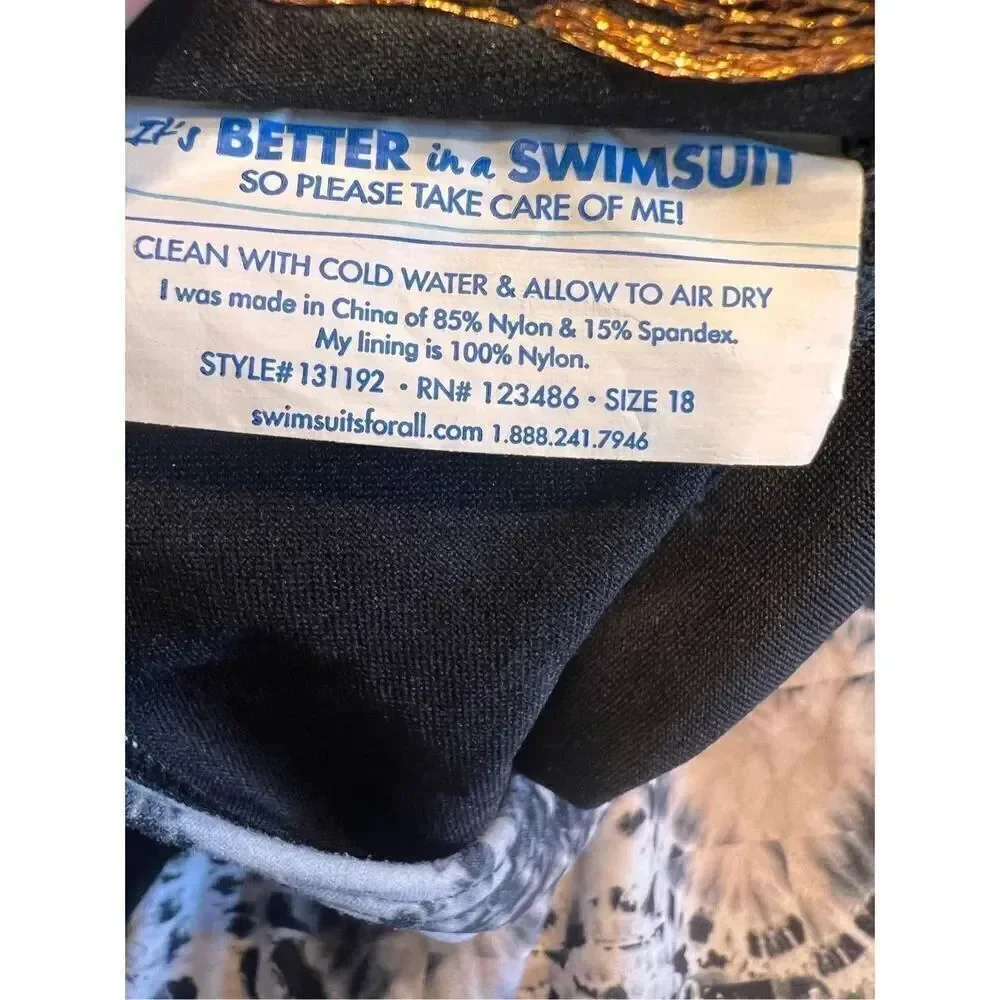 Tropic Culture Women 18 One Piece Swim Suit Black Grey Molded Cup Push Up 80’s